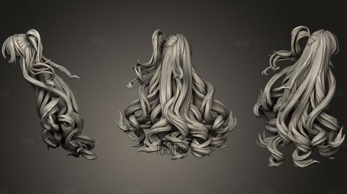 Stylized Hair 03 stl model for CNC